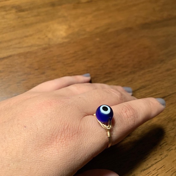 SOLD Blue Evil Eye Rings | Glass Bead - Picture 4 of 4